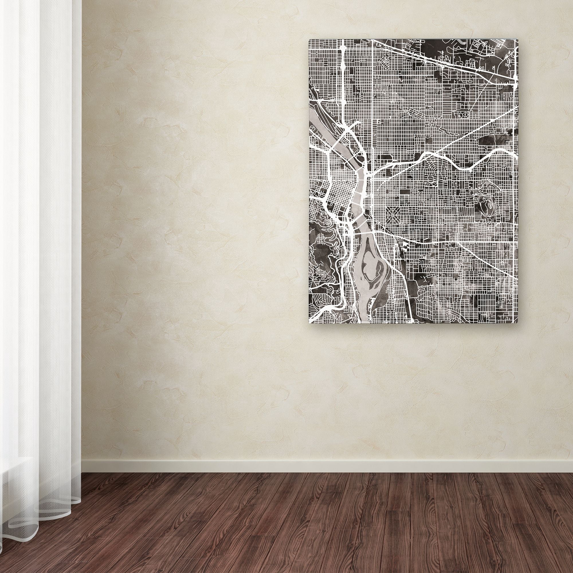 Trademark Fine Art 'Portland Oregon Street Map IV' Canvas Art by Michael Tompsett