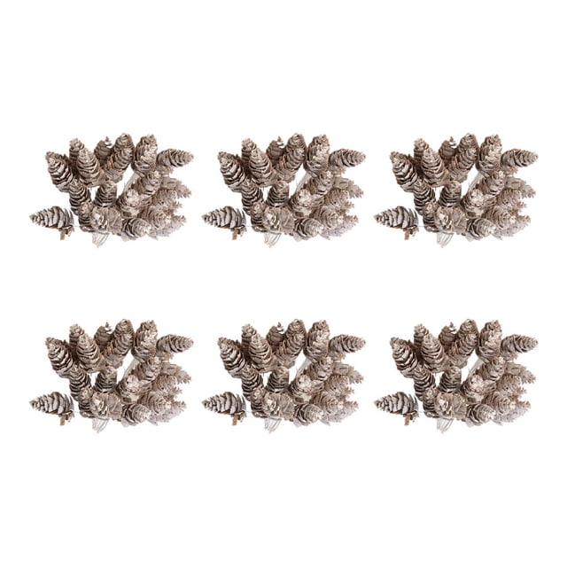 Christmas Tree Pinecone Decoration Fake Plant Gift Box Decorations Diy Crafts 6Pcs Artificial Stems