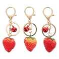 thumbnail image 1 of 3pcs Strawberry Shape Bag Ornaments Key Chains Key Pendants (Assorted Color), 1 of 4