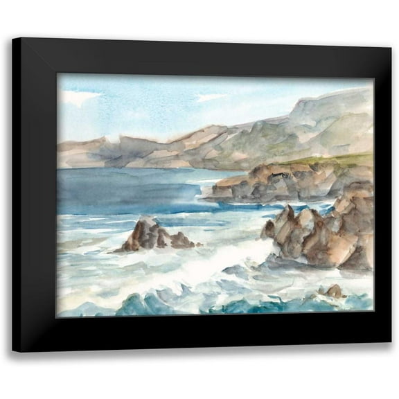 Harper, Ethan 14x12 Black Modern Framed Museum Art Print Titled - Coastal Watercolor II