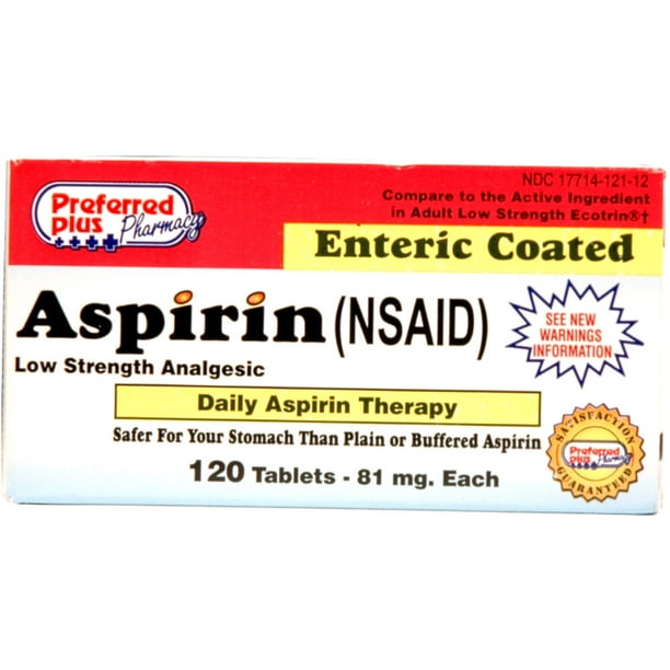 3 Pack Aspirin 81mg [Low Dose] Enteric Safety Coated tablets 120 ea