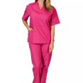 thumbnail image 2 of Happy Scrubs Pink V-Neck Scrub Set, Women's Size, Pink, 2 of 3