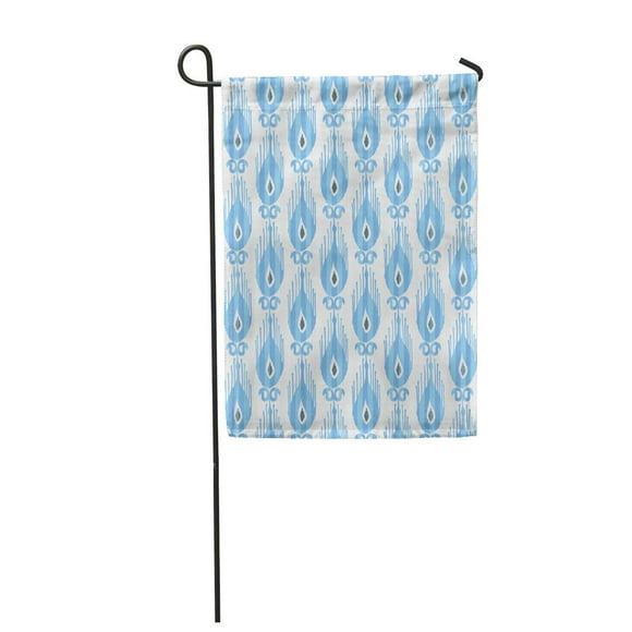 JSDART Turkish Ikat Pattern in Blue and White Paisley Feather Garden Flag Decorative Flag House Banner 28x40 inch