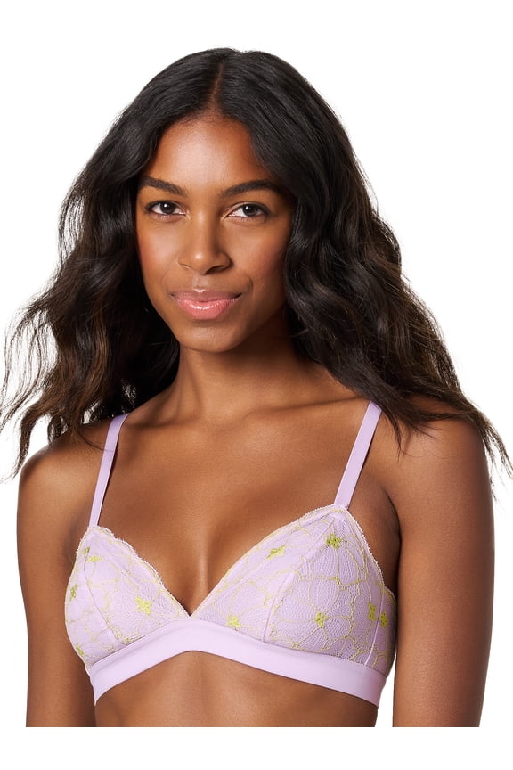 . Womens Wire Free Lace Triangle Bralette, Sizes S-2X
