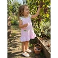 thumbnail image 6 of BemeyourBBs Toddler Baby Girls Overalls Dress Kids Flower Embroidered Stripe Bow Decor Crew Neck Sleeveless Casual Ruffle Dress Toddler Girls Spring Summer Dress, 6 of 9