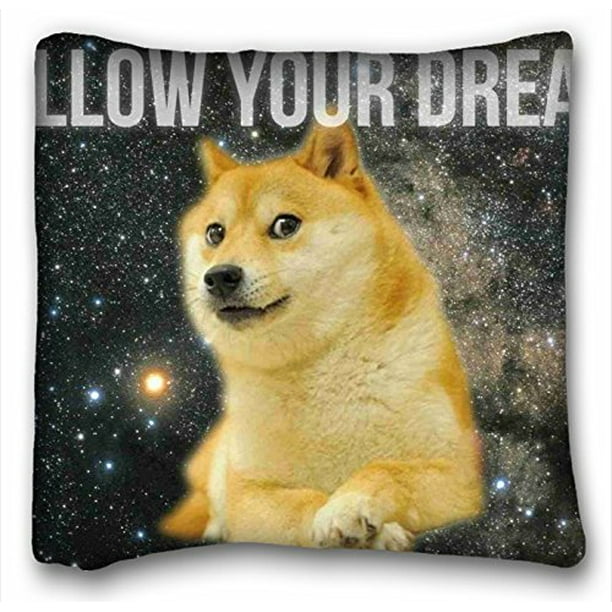 RYLABLUE Space Doge Follow Your Dreams Quote Zippered Pillow Cases Soft