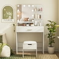 thumbnail image 5 of VEANERWOOD Makeup Vanity Table with Lighted Mirror & Power Strip, White Vanity Set with Large Storage, 3 Lighting Modes, 31.5 inch, White, 5 of 13