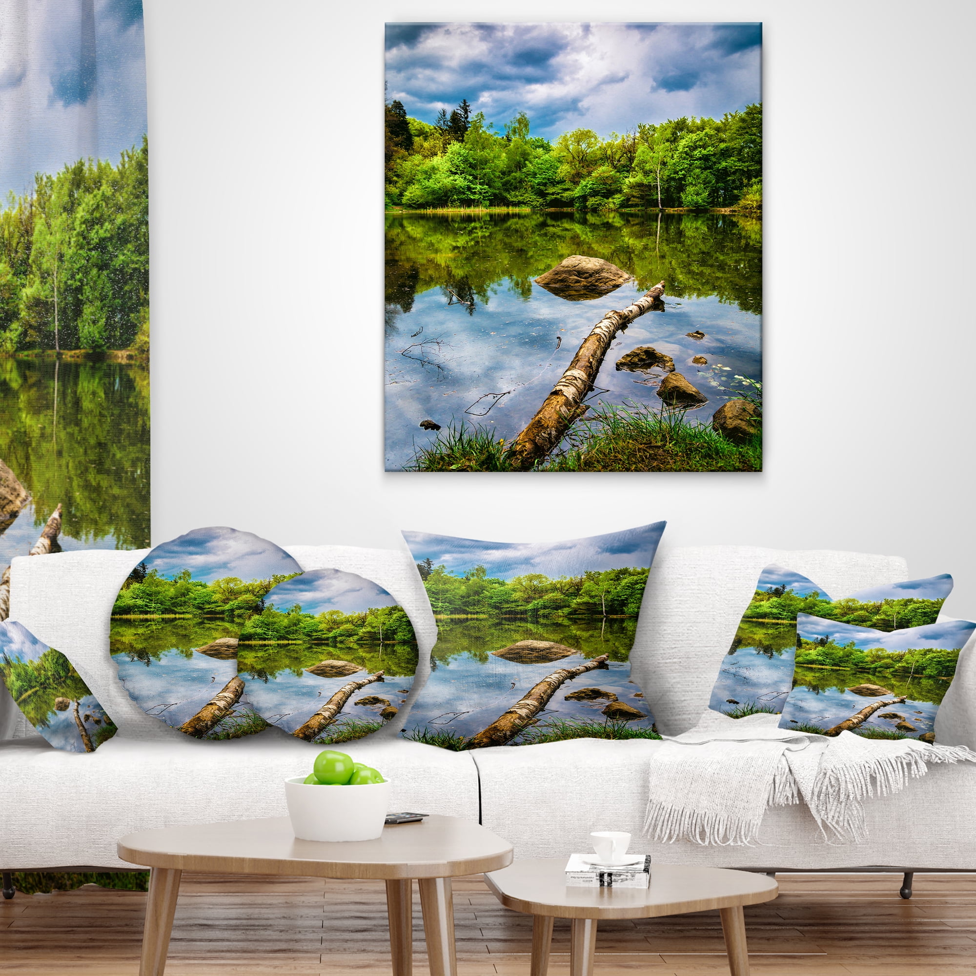 Designart Boyana Lake in Sofia Bulgaria - Landscape Printed Throw Pillow - 16x16