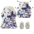 thumbnail image 2 of SEANATIVE Office Chair Cover with Armrest Covers, Dustproof Gaming Armchair Seat Protector Machine Washable Universal Stretch Slipcover for Home Desk Chair, Butterfly Violet Flower Cream White, 2 of 7