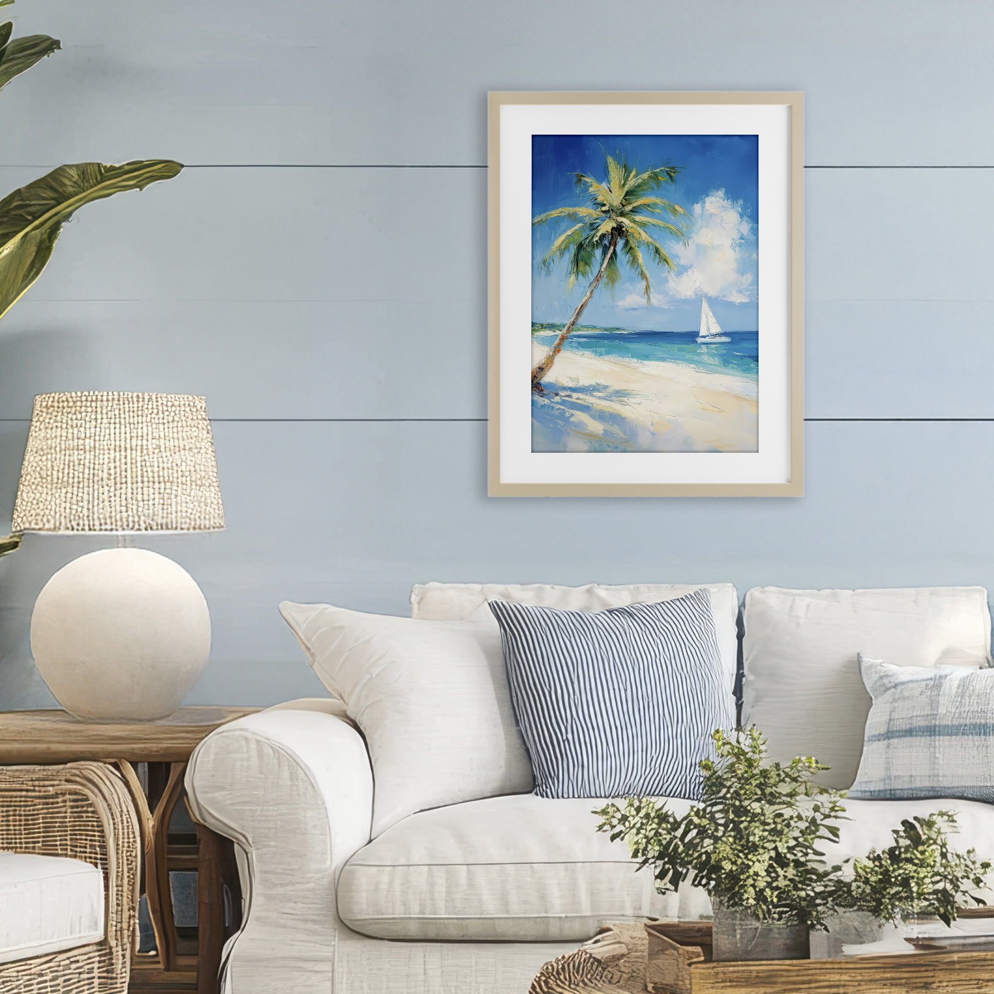 Stupell Industries White Clouds & Sails Birch Framed Print Under Glass, design by Petal Prints Design