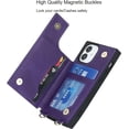 thumbnail image 6 of Crossbody Wallet Case for iPhone 12 Mini with Card Slot Holder,Magnetic Flip Folio Purse,PU Leather with Detachable Lanyard Strap Lattice Pattern Travel Case 5.4 Inch (Purple), 6 of 14