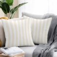 thumbnail image 2 of Throw Pillow Covers 20x20 Inch Set of 2, Cream Striped Waterproof Outdoor Pillow Covers, Modern Farmhouse Cream White Stripes Decorative Cushion Pillowcases for Couch, Sofa, Bed, Garden, Patio, 2 of 9