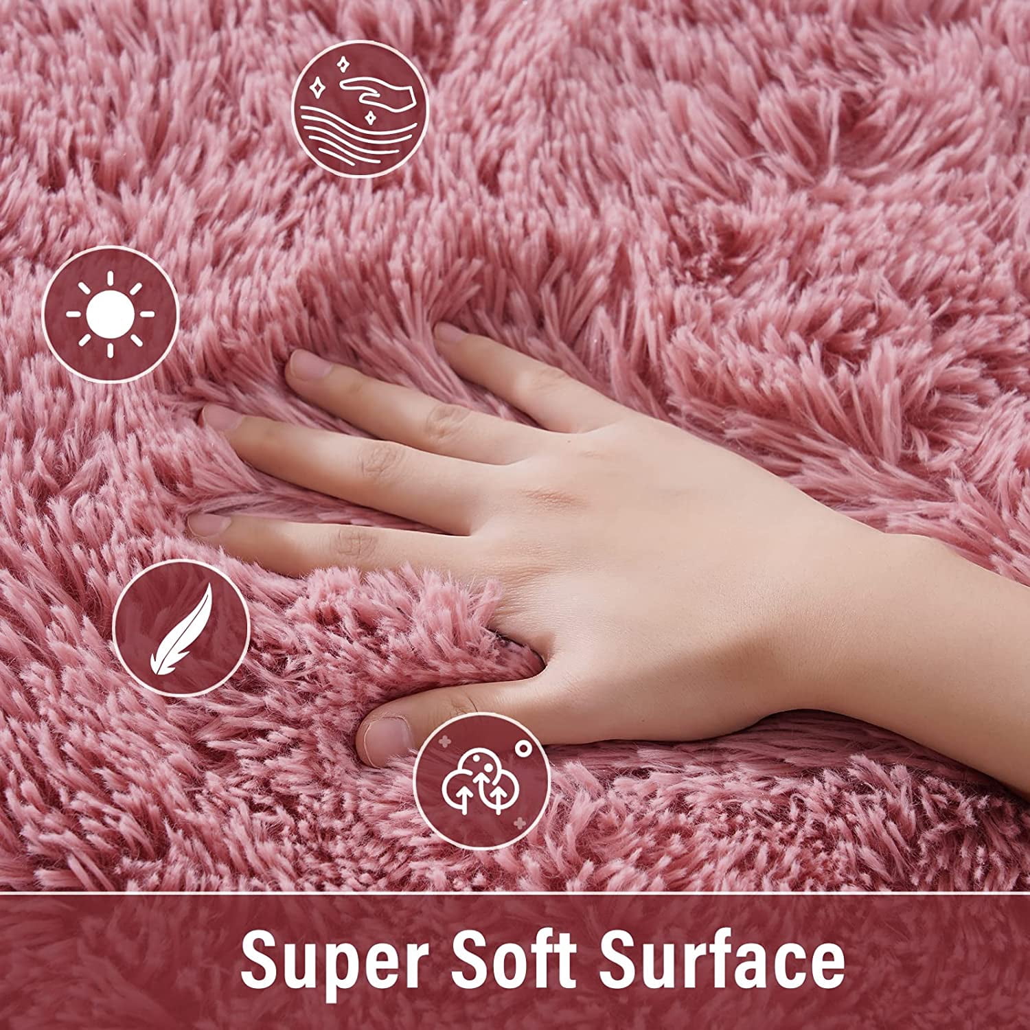 Homore Cute Fluffy Velvet Carpet Soft Washable Area Rugs for Bedroom/ Living Room Decoration,6'x9',Blush