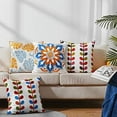 thumbnail image 4 of Boho Pillow Covers, Decorative Pillowcase, Square Embroidery Throw Pillows Cushion Set for Sofa Couch Bed Bench Living Room, Modern Plant Floral Pattern, 18 x18 inch (Sunflower and Sunflower), 4 of 6