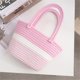 thumbnail image 2 of Bolsa Para Viaje, Picnic, Camping, Compras, Bolsa De Asas, Color De Contraste, Bolsa De Comestibles Tejida, Cesta XBTCLXEBCO Rosa;Talla úNica, 2 of 5