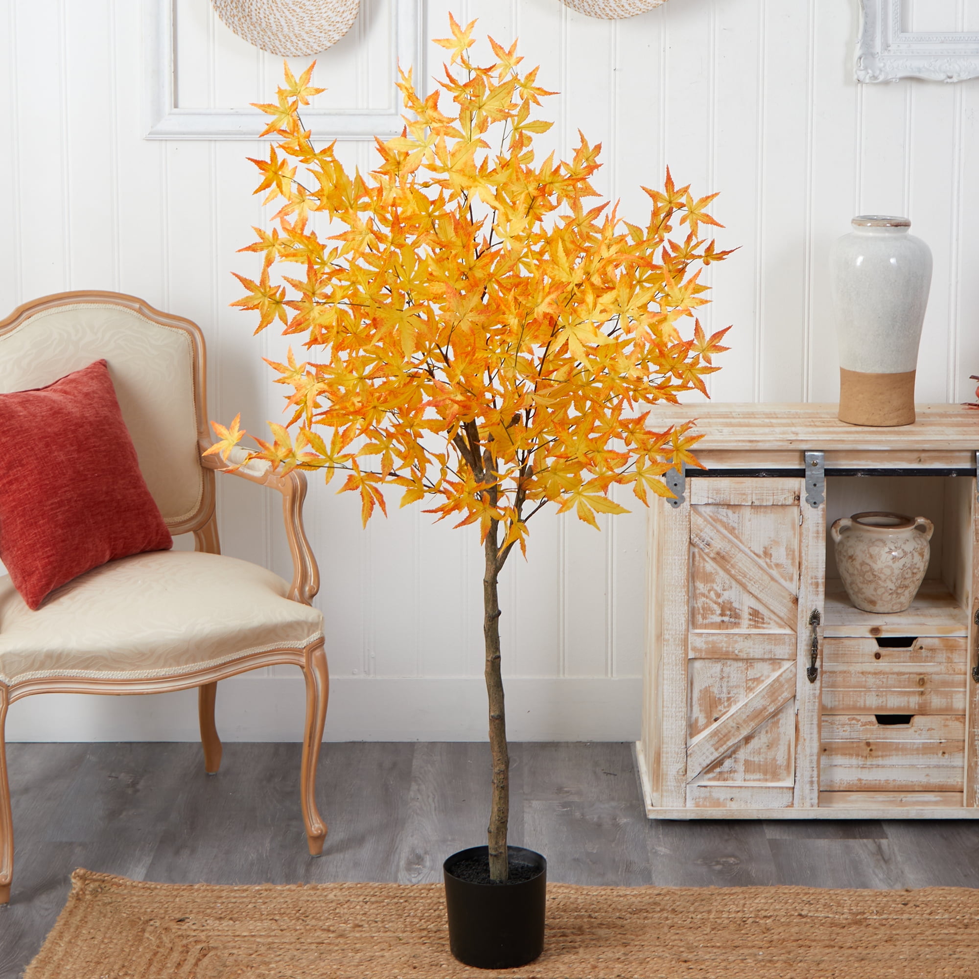 Nearly Natural 5ft Autumn Maple Artificial Tree in Yellow