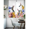 thumbnail image 4 of Hummingbirds Sheer Curtains 63 Inch Length 2 Panels Set Window Treatments, Spring Summer Watercolor Flowers Plant Rod Pocket Semi Curtains for Living Room/Bedroom/Kitchen Décor, 104"W x 63"L, 4 of 7