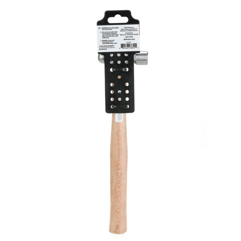 Hyper Tough 8 Ounce Ball Peen Hammer with Wooden Handle for Metal