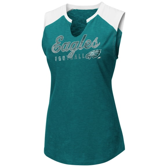 Women's Majestic Midnight Green/White Philadelphia Eagles V-Notch Muscle Tank Top