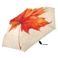 thumbnail image 2 of Red Maple Leaf All Weather Umbrella Triple Folding Parasol 6 Ribs UV Protection Portable, 2 of 8