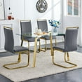 thumbnail image 6 of Modern Minimalist Style Rectangular Glass Dining Table, Tempered Glass Tabletop and Golden Metal Legs, Suitable for Kitchen, Dining Room, Living Room, 51" * 31.5" * 29.5", 6 of 9