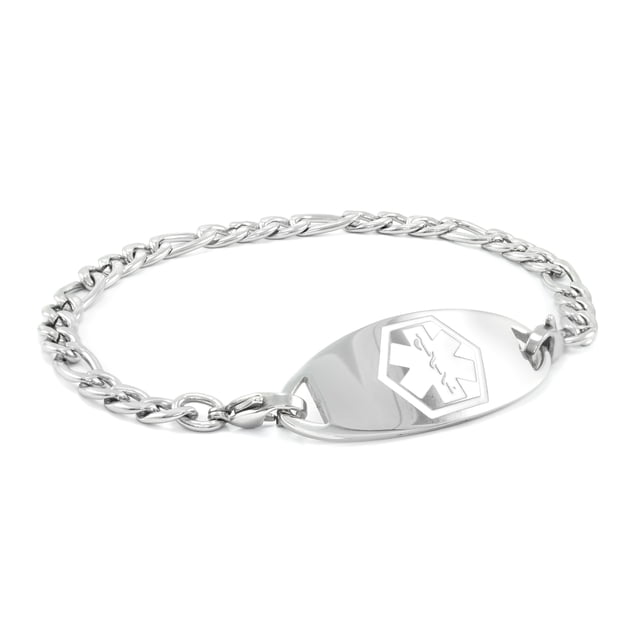 MedicEngraved Bracelet Médical en Acier Inoxydable 316L avec Émail et Étiquette Médicale - Gravure Médicale Incluse