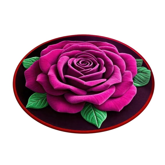 Ruanlalo Floor Mat Quick-Drying Non-Slip Dot-Embossed Backing 3D Rose Flower Pattern Bathroom Rug Soft Absorbent Bath Mat