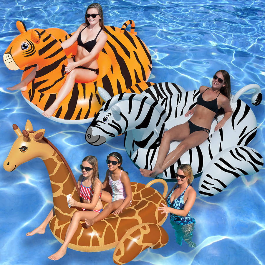 Cheetah Mat and Ride-On Tiger Swimline Wildthings Animal Kingdom Combo Pack
