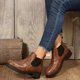 thumbnail image 4 of NECHOLOGY Botas Mujer Adulto Femenino Zapatos Botines mujer Botas de tacón grueso con cabeza redonda y estampado de leopardo británico a la moda para mujer (Brown, 6.5), 4 of 7