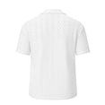 thumbnail image 5 of Men's Knit Cuban Shirt Hollow Out Short Sleeve Button Down Shirts See Through Summer Beach Shirts White, 5 of 5
