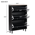 thumbnail image 7 of Narrow Design Shoe Cabinet,Wood Hidden Shoe Storage with 3 Flip Drawers, FreeStanding Shoe Rack with 3 Hooks,Shoe Organizer for Hallway, Bedroom, Apartment, Black, 7 of 7