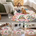 thumbnail image 5 of Spring Gnomes Round Area Rug 4Ft Washable Circle Rugs for Bedroom Dining Room, Farmhhouse Floral Botanical Rustic Non-Slip Carpet Floor Mats Indoor Outdoor Carpet Runner Aesthetic Home Decor, 5 of 8