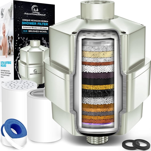 Filtro de cabezal de ducha AquaHomeGroup 20 etapas para agua dura
