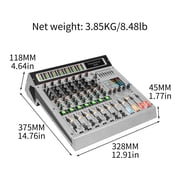 Depusheng AG8 Professiona Audio Mixer 8 Channel Mixing Console with MP3 Player Source USB recording,With grouping and 2 AUX interfaces, 99DSP EFFECT