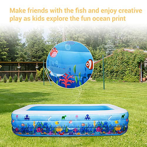 80x 55x 23 Thickened Blow Up for Backyard Blue Garden AsterOutdoor Inflatable Swimming Pool Full-Sized Above Ground Kiddle Family Lounge Pool Party 