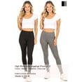 thumbnail image 5 of Moa Collection Women's Casual High Waist Solid Full Length Leggings (Pack of 2), 5 of 5