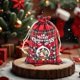 thumbnail image 1 of Christmas Red Plaid Cottons Drawstring Bag Reusable Cookies Candy Treat Pouch Holiday Gift Bag Party Favors Wrapping Packaging, 1 of 7