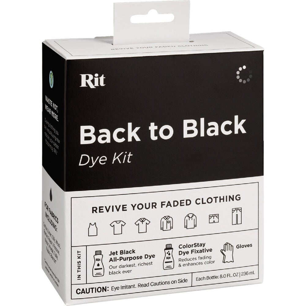 Rit Back to Black Fabric Dye Kit – Black Clothing Dye and Fixative for Cotton, Polyester & Blends