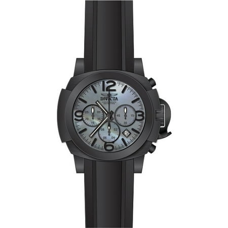 - 22281 Men's I-Force Platinum MOP Dial Black Silicone Strap Chronograph Dive Watch