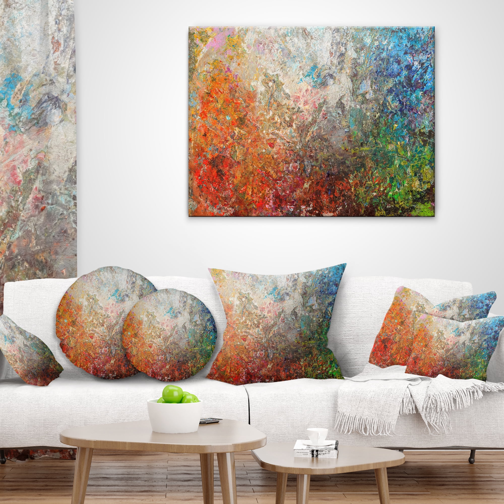 Designart Board Stained Abstract Art - Abstract Throw Pillow - 16x16