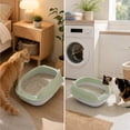 thumbnail image 5 of Small Cat Litter Box, 14"x12"x6" Open Top Cat Litter Box with High Side, Anti-Splashing Cats Litter Pan Semi-Enclosed, Easy to Clean, Includes Scoop _ #03 _ B _ Green, 5 of 6