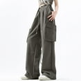 thumbnail image 2 of Kmdttou Cargo Pants Women Baggy Solid Color Fashion Casual Loose Broad Leg Full Length Pants, 2 of 6