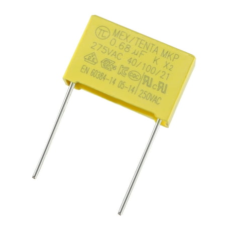 

Uxcell 21mm Pitch 0.68uF 275VAC X2 MKP Polypropylene Film Safety Capacitors 5 Pack