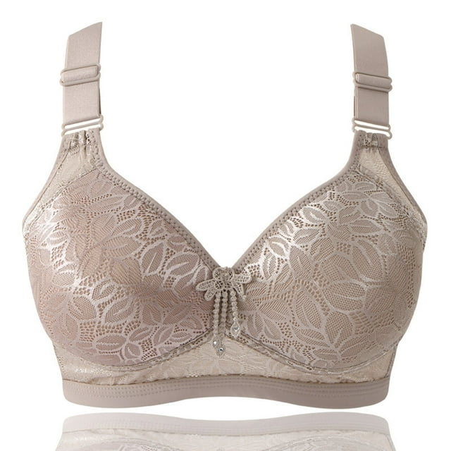 Pisexur Plus Size Bra Lace Bras for Women No Underwire, Full Coverage Wireless Minimizer Bras with Honeycomb Inner Cushion