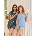 thumbnail image 4 of Ekouaer Pajama Set for Women 2 Piece Lounge Set Short Sleeve Tops and Shorts Soft Sleepwear, 4 of 7
