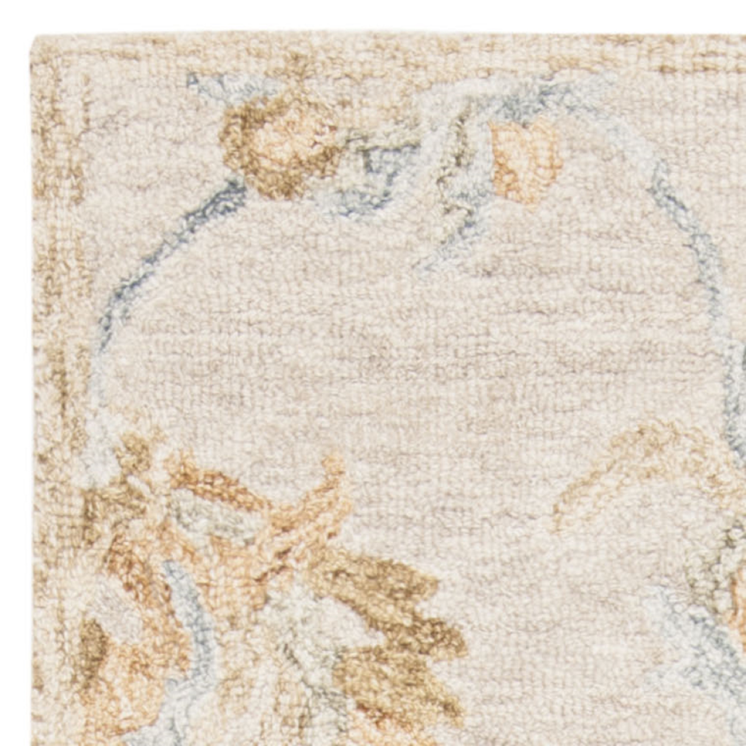 SAFAVIEH Blossom Hannah Floral Flowers Wool Runner Rug, Beige/Sage, 2'3" x 8'