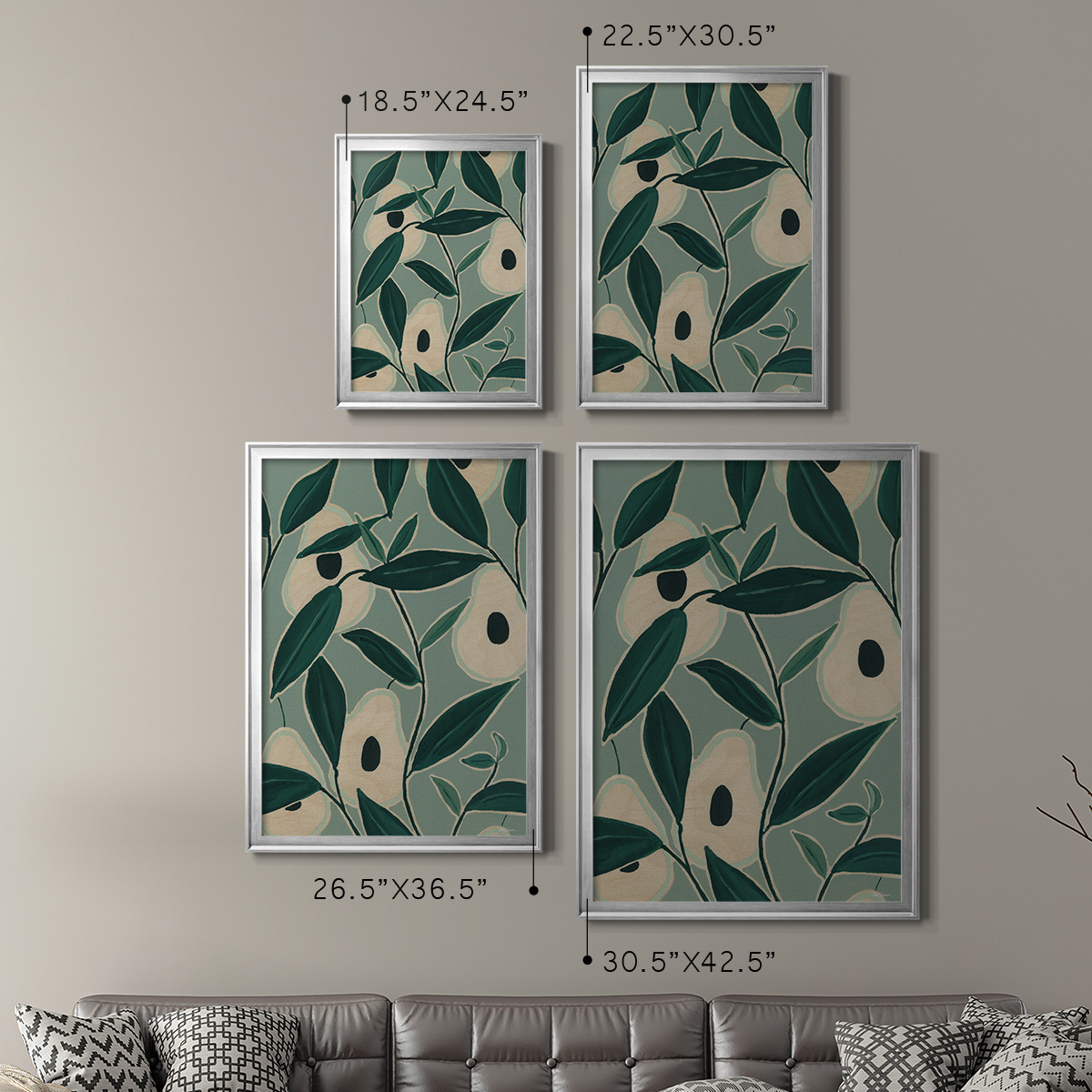 Monochrome Avocados Premium Framed Print - Ready to Hang