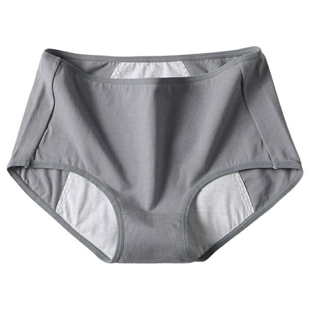 4 Packs Womens Period Underwear Elongated Crotch Plus Size Belly Cinching High Waisted Breathable Briefs Panties for Women M Dark Gray