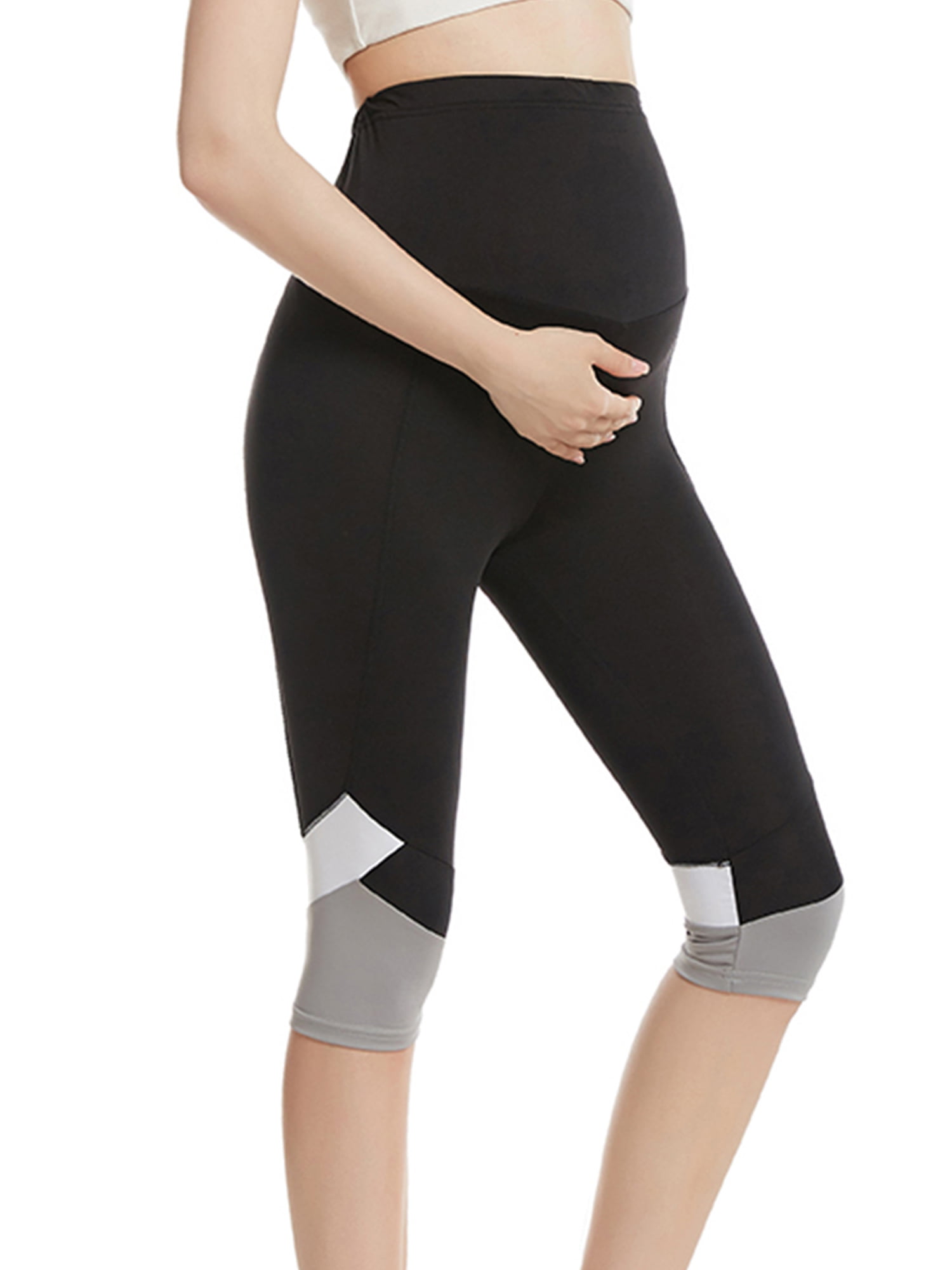 Maacie Women's Maternity Yoga Pants Leggings Comfortable Pregnancy Capri Pants 