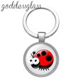 thumbnail image 1 of Llavero redondo de cristal con forma de mariquita para regalo, llavero con diseño de animales y insectos, ideal para regalo, 1 of 4